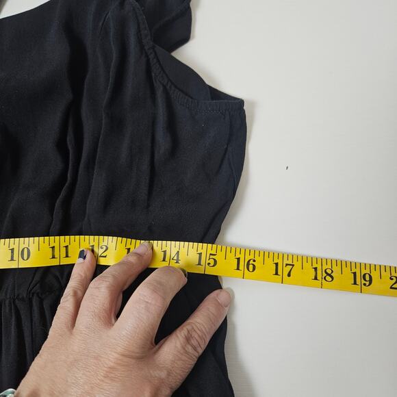 Torrid Halter Dress Sz 0 Large Black Midi Sleeveless Keyhole Pockets Minimalist - Picture 10 of 11